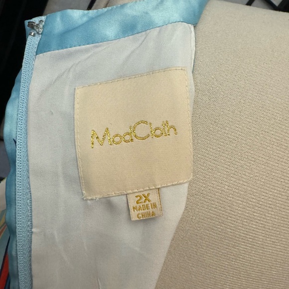 Rainbow satin/silk dress from ModCloth in 2x - Picture 2 of 3